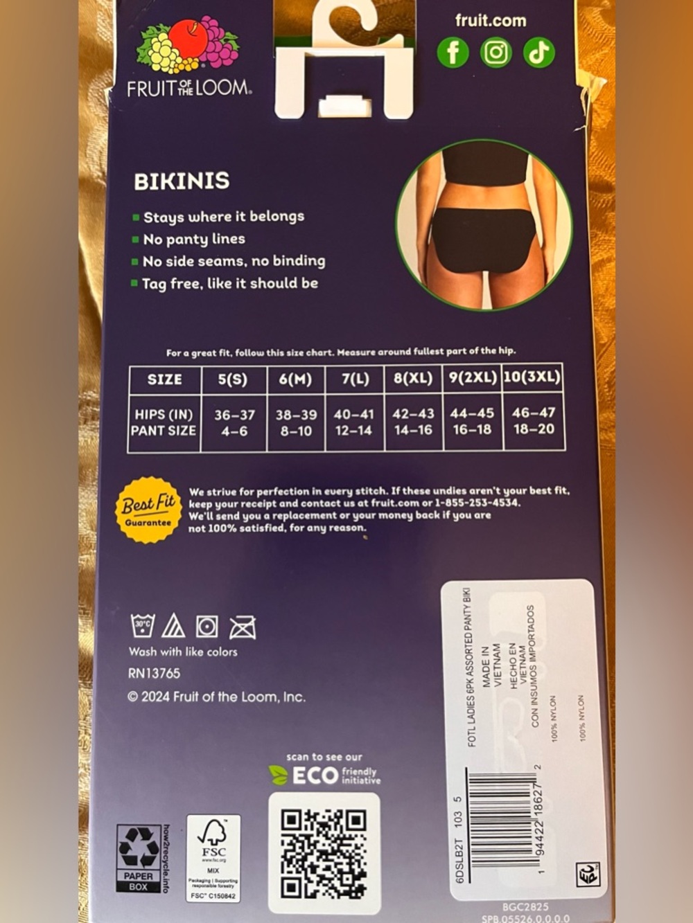 Fruit of the Loom Black and White Bikini Briefs Pack - Picture 3 of 3